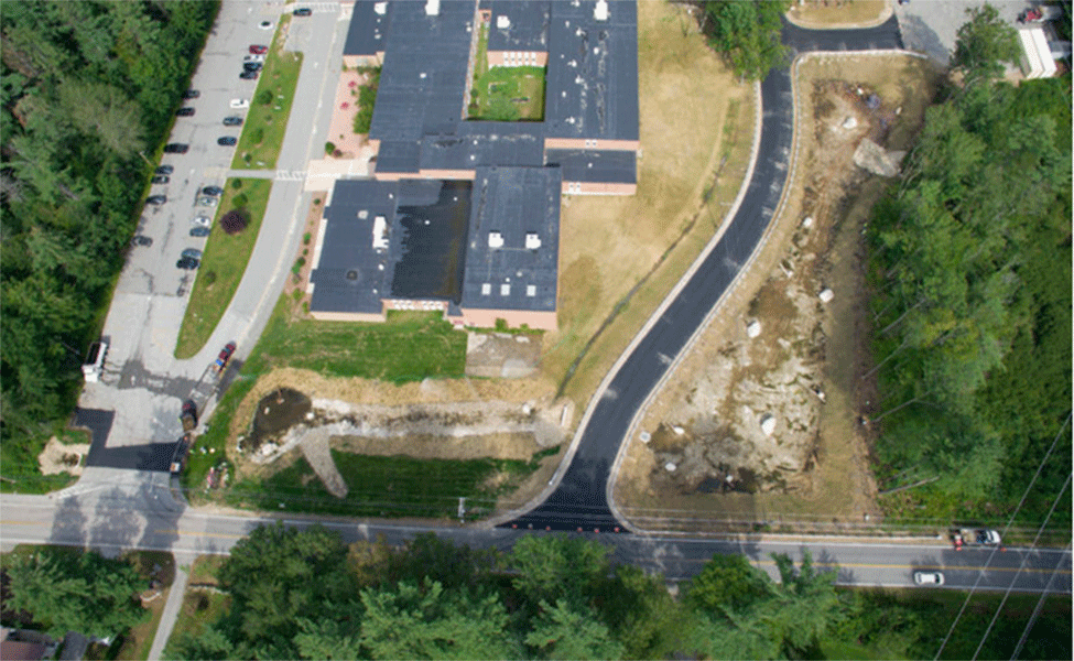Overhead view of the new entrance/exit way for students.