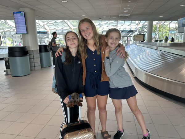 Sofia arrives in America! From left to right- Sofia Esteban, Mia Brissette, Anna Brissette 