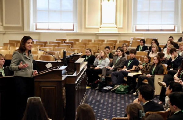 New Hampshire Governor, Kelly Ayotte speaking before members of Youth Government