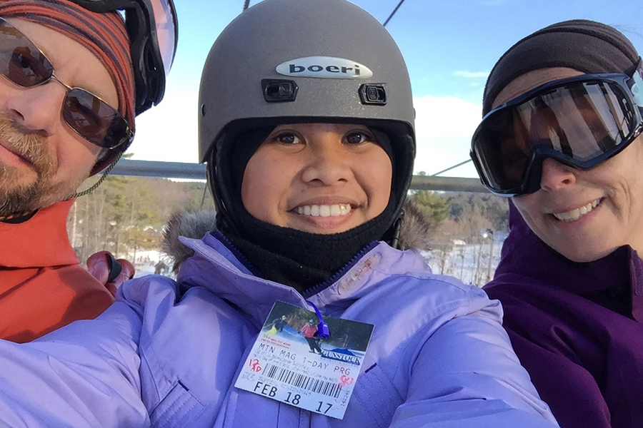 Jumaira hitting the slopes with Host Family