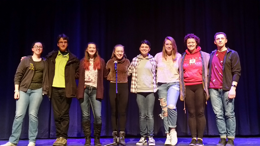 (L to R) Miah Pinard, Andrew Smerekanicz, Kaelyn Gervais, Catie Verostick, Allison Buckless, Kate Duval, Mary Catherine Gill, Chris Piekarski