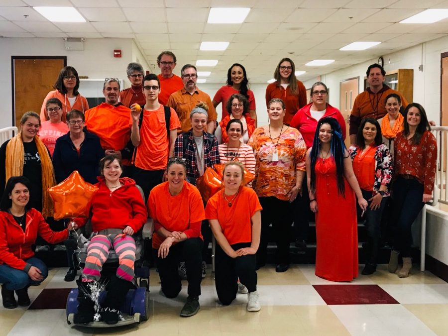 Students and staff show their support for the 2019 Respect Week by wearing orange.