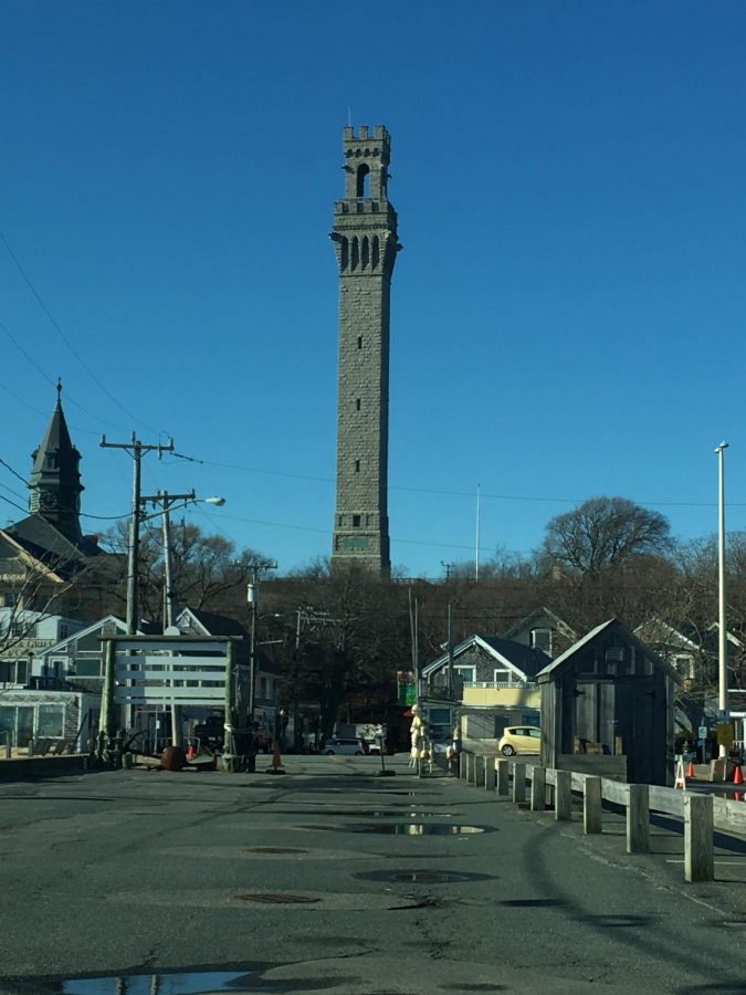 A view of Provincetowns Pilgrim Monument from MacMillan Pier.