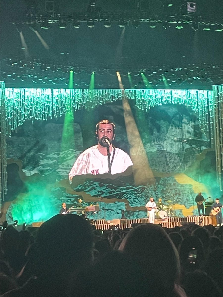 Noah Kahan singing at Fenway Park